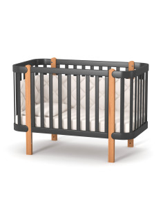 Veres бебешка кошара от бук Монако ГРАФИТ/ДЪРВО 60/120 см...