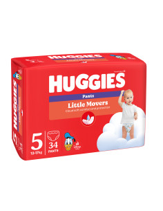 Huggies Бебешки пелени гащички Little Movers 5, 12-17кг,...