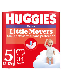 Huggies Бебешки пелени гащички Little Movers 5, 12-17кг,... 2