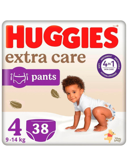 Huggies Бебешки пелени гащички Extra Care 4, 9-14кг, 38бр