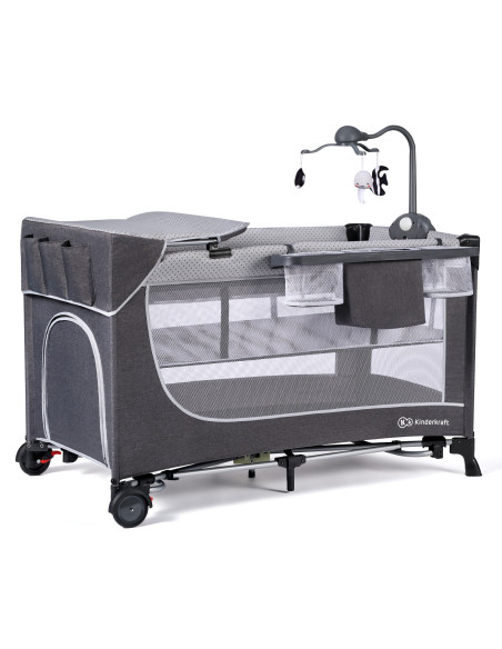 KinderKraft LEODY FULL 2022 сгъваемa кошара с аксесоари сива