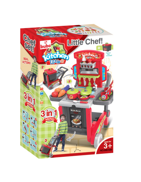 Детска кухня Buba Little Chef 008-930, Куфар, Червен