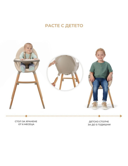 Kinderkraft FINI 2 столче за хранене BEIGE