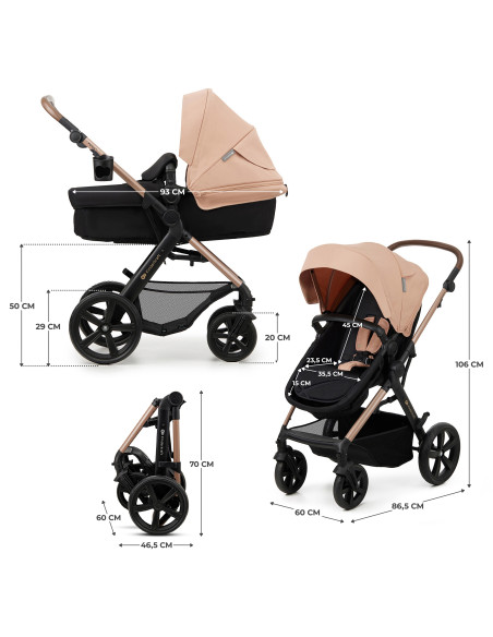 KinderKraft MOOV 2 бебешка количка 3в1 SAND BEIGE