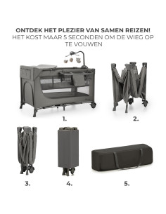 Kinderkraft JOY FULL 2 бебешка кошара с аксесоари DARK GREY
