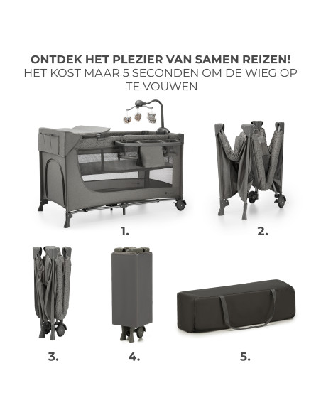 Kinderkraft JOY FULL 2 бебешка кошара с аксесоари DARK GREY