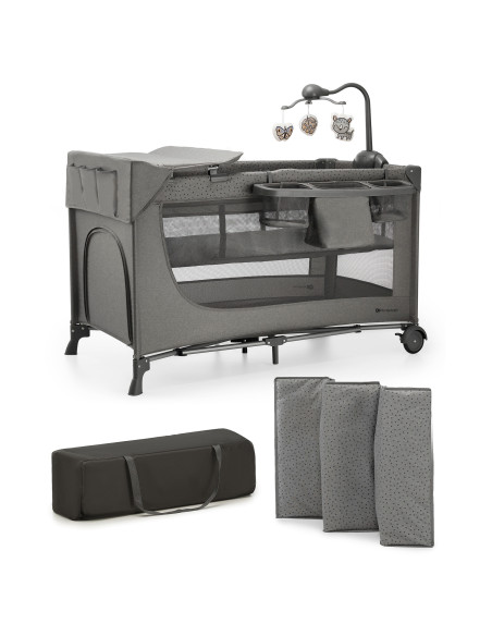 Kinderkraft JOY FULL 2 бебешка кошара с аксесоари DARK GREY