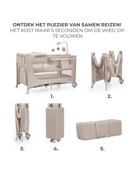 Kinderkraft JOY FULL 2 бебешка кошара с аксесоари BEIGE