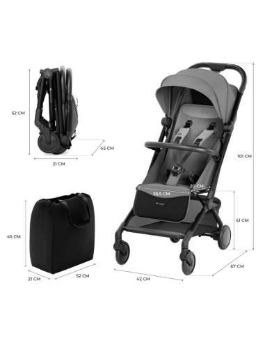 KinderKraft PILOT 2 бебешка количка PLATINUM GRAY