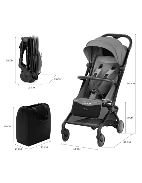 KinderKraft PILOT 2 бебешка количка PLATINUM GRAY