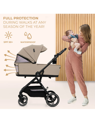 Kinderkraft YOXI бебешка количка 3в1 SAND BEIGE