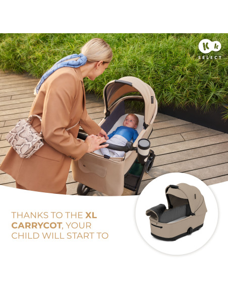 Kinderkraft YOXI бебешка количка 3в1 SAND BEIGE