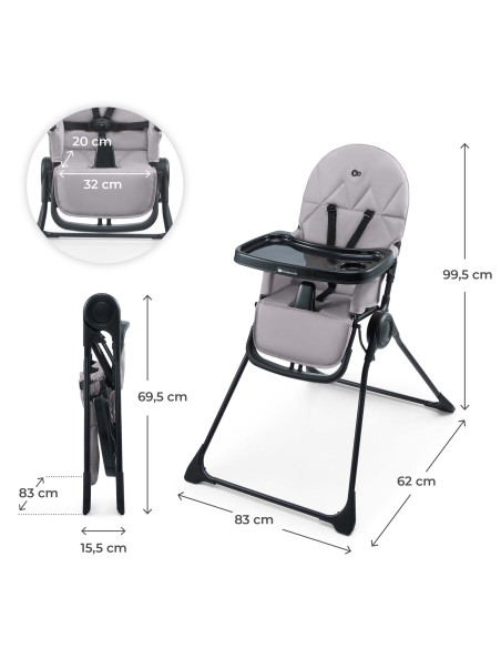 Kinderkraft BINCI столче за хранене GREY