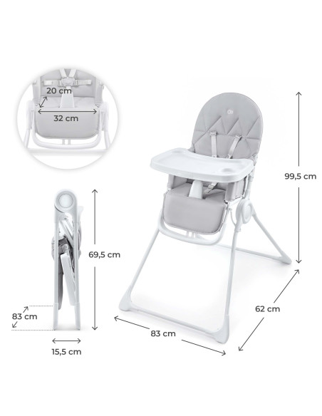 Kinderkraft BINCI столче за хранене LIGHT GREY