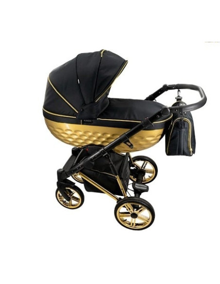 Adbor-бебешка количка 3в1 Avenue 3D: черен текстил/голд