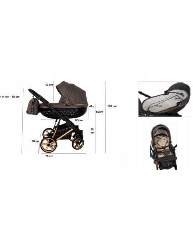 Adbor-бебешка количка 3в1 Avenue 3D: черен...