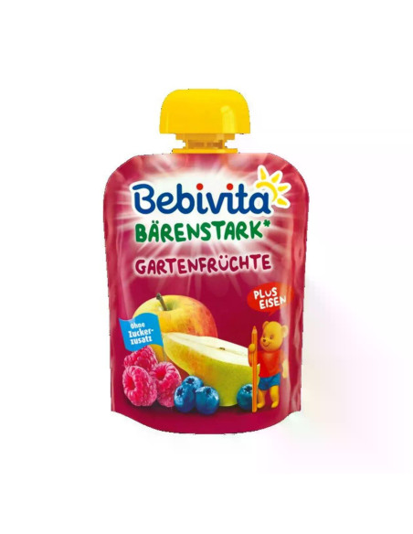 BEBIVITA 1413 Градински плодове с Желязо, плодова закуска, пауч, 90 гр