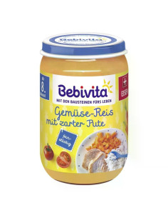 BEBIVITA Зеленчуци, ориз, пуешко 15609, пюре, 220гр.