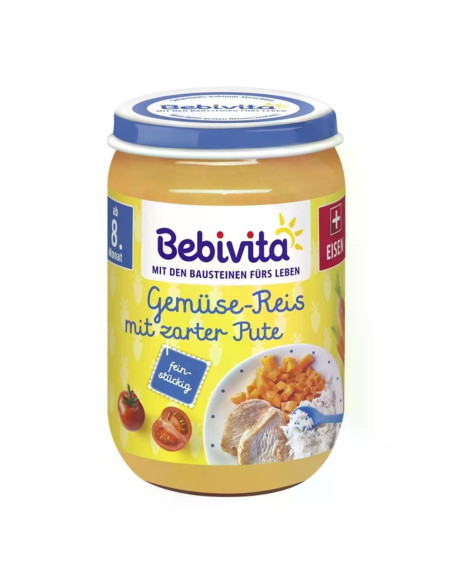 BEBIVITA Зеленчуци, ориз, пуешко 15609, пюре, 220гр.