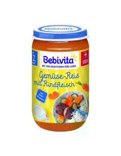BEBIVITA Зеленчуци, ориз, телешко 16210, пюре, 250гр.