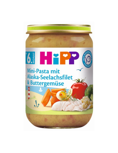HIPP 9% ДДС Паста с филе треска, зеленчуци 6275, пюре, 190 гр