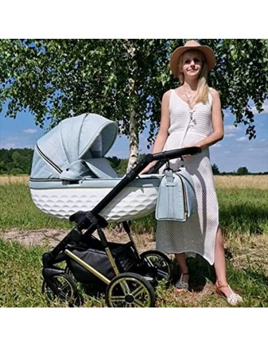 Adbor-бебешка количка 3в1 Avenue 3D: светло син...