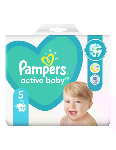 PAMPERS Active Baby Джуниър GPP, пелени, S5, 78бр.