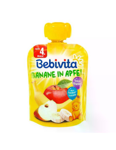 BEBIVITA 19055 Банан и Ябълка, плодова закуска, пауч, 90 гр
