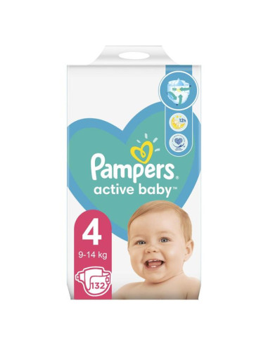PAMPERS Active Baby Размер 4, пелени, MB Макси, 132 бр.