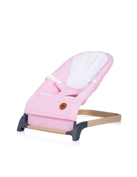 Бебешки шезлонг "Ноа" пудра+дърво