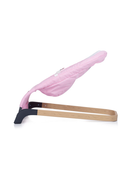 Бебешки шезлонг "Ноа" пудра+дърво