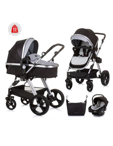 Детска количка+стол"Хавана" обсидиан/сре