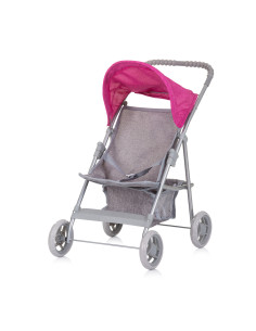 Количка за кукли "Алис" сиво/розов лен