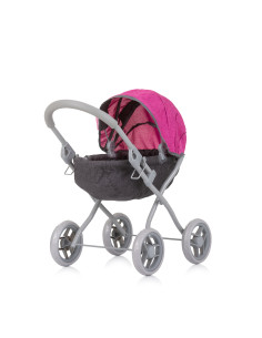Количка за кукли "Дейзи" сиво/розово лен