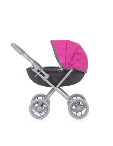 Количка за кукли "Дейзи" сиво/розово лен