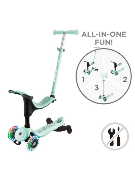 Тротинетка 4 в 1 GLOBBER GO UP SPORTY LIGHTS 360° - ментова