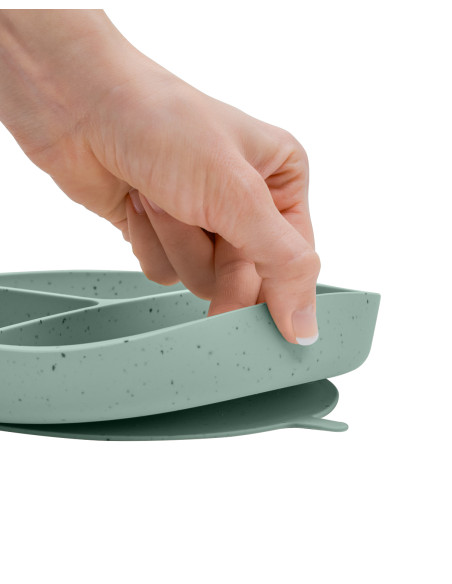 Чиния с отделения и вакуумно дъно Platinum Silicone Sage