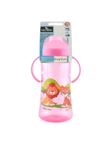 СПОРТНА БУТИЛКА С ДРЪЖКИ И МЕК Н-К 330МЛ РОЗОВА