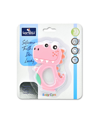 СИЛИКОНОВА ГРИЗАЛКА ДИНО LUCKY РОЗОВА