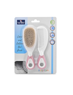 ГРЕБЕН И ЧЕТКА С ЕСТЕСТВЕН КОСЪМ BLUSH PINK 2