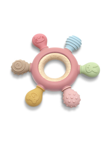 СИЛИКОНОВА ГРИЗАЛКА С БУК РУЛ NATURAL DEEP PINK