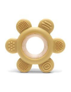 СИЛИКОНОВА ГРИЗАЛКА С БУК ЦВЕТЕ NATURAL YELLOW