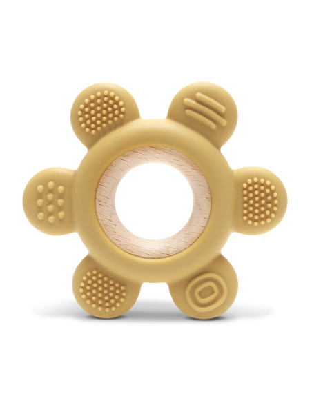 СИЛИКОНОВА ГРИЗАЛКА С БУК ЦВЕТЕ NATURAL YELLOW