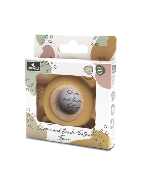 СИЛИКОНОВА ГРИЗАЛКА С БУК ЦВЕТЕ NATURAL YELLOW