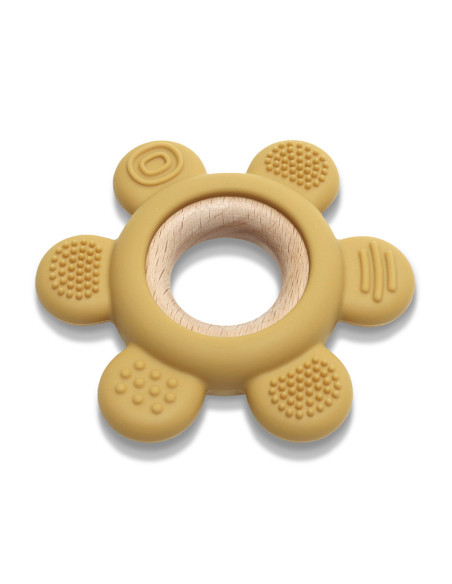 СИЛИКОНОВА ГРИЗАЛКА С БУК ЦВЕТЕ NATURAL YELLOW