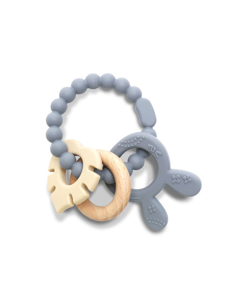 СИЛИКОНОВА ГРИЗАЛКА С БУК ЗАЙЧЕ NATURAL GREY