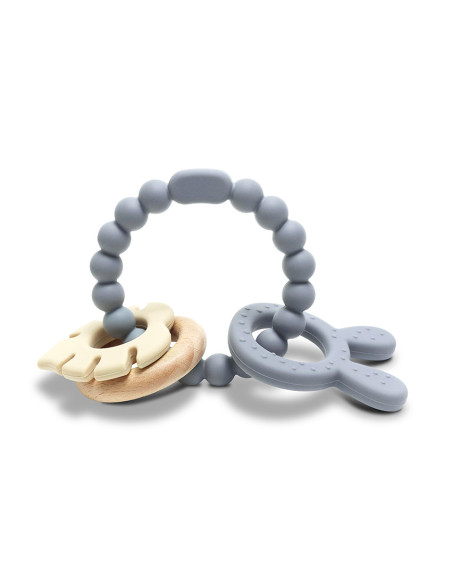 СИЛИКОНОВА ГРИЗАЛКА С БУК ЗАЙЧЕ NATURAL GREY