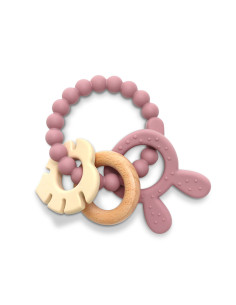 СИЛИКОНОВА ГРИЗАЛКА С БУК ЗАЙЧЕ NATURAL DEEEP PINK