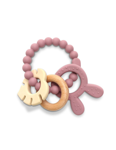 СИЛИКОНОВА ГРИЗАЛКА С БУК ЗАЙЧЕ NATURAL DEEEP PINK