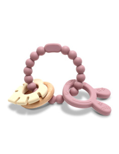 СИЛИКОНОВА ГРИЗАЛКА С БУК ЗАЙЧЕ NATURAL DEEEP PINK 2